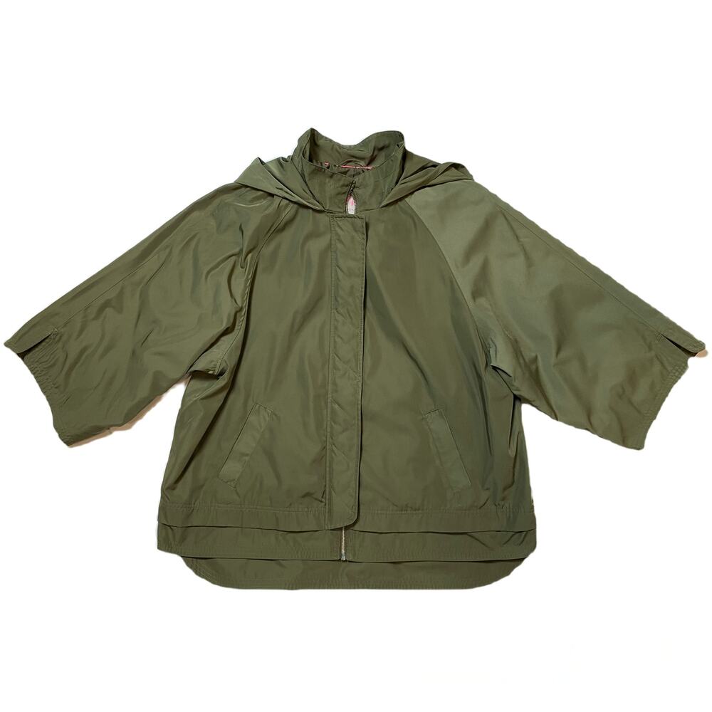Isaac Mizrahi Live! Women's SOHO Hooded Olive Green Rain Jacket